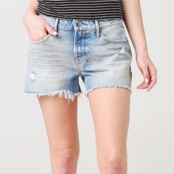 FRAME Le Grand Garçon Raw Edge Shorts Size 26